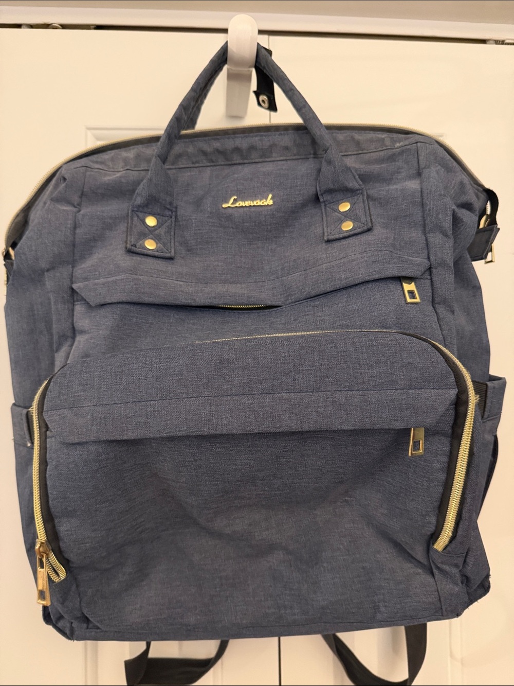 Lovevook Women's Navy Backpack with Gold Hardware